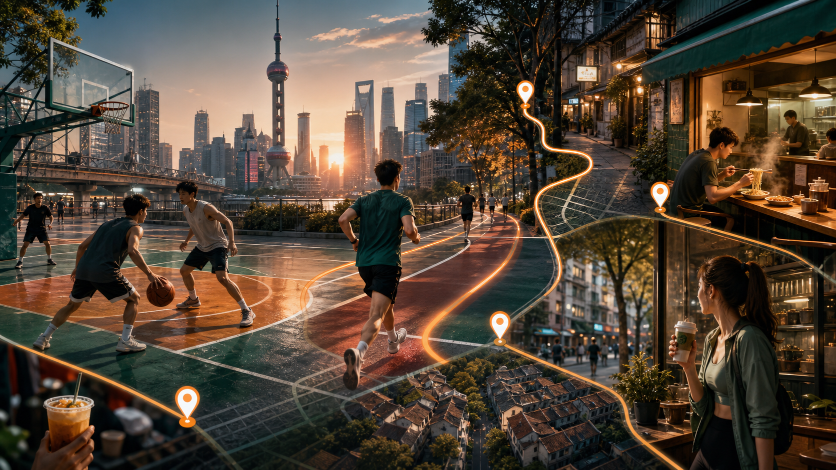 城市运动与补给路线视觉图